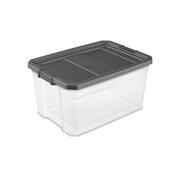 Sterilite 15 Qt Latching Storage Box, Stackable Bin with Latch Lid, Plastic  Container to Organize Clothes in Closet, Clear with Grey Lid, 48-Pack
