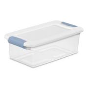 Sterilite sterilite 5.7 quart stackable clear plastic storage tote  container w/clear latching lid & blue clips for home & office organi