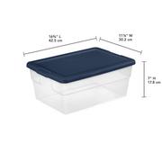 Sterilite Stackable 56 Quart Storage Tote, Clear with Marine Blue Lid (8  Pack)