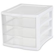 Peaknip Sterilite Plastic 3 Drawer Storage and Organizer, Stackable Desktop Drawer - Bundled with Labels and Marker - White