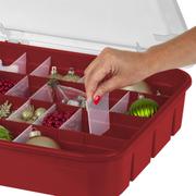Sterilite Ornament Storage with 20 Individual Compartments, Red & Clear  20x17x4