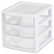 Peaknip - Sterlite Plastic Mini 3 Drawer Storage and Organizer, Stackable  Desktop Drawer - Bundled with Labels and Marker - White