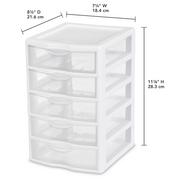 Sterilite ClearView Small 5-Drawer Organizer - White/Clear, 1 ct