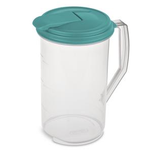 Sterilite 0482 2 Quart Clear Round Pitcher With Blue & Lime Lid