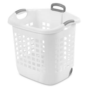 Sterilite 2.2 Bushel Divided Laundry Basket Plastic, White, Set of