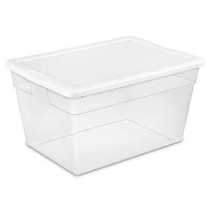 Sterilite Plastic Tote Box 58 qt Clear Stackable Container Storage with Lid Set of 8