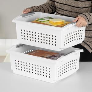 Sterilite Small Stacking Storage Basket with Comfort Grip Handles, White, 8  Pack, 1 Piece - Fred Meyer