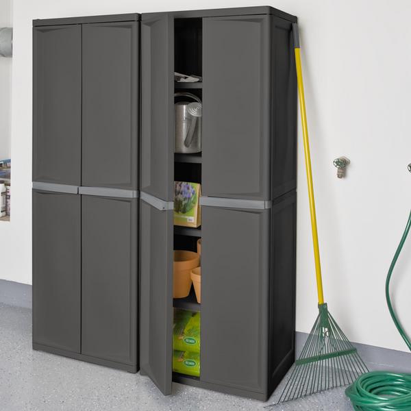 Sterilite Adjustable 4-Shelf Storage Cabinet with Doors, Gray | 01423V01