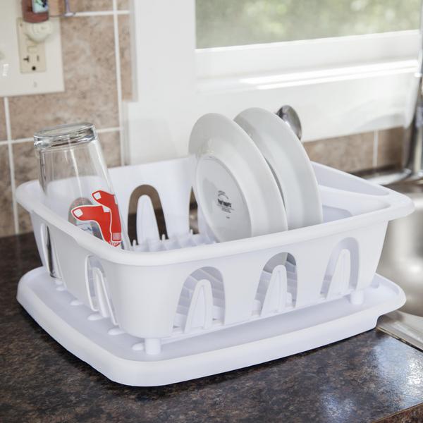 STERILITE White 2-Piece Small Sink Set Dish Rack Drainer for RV