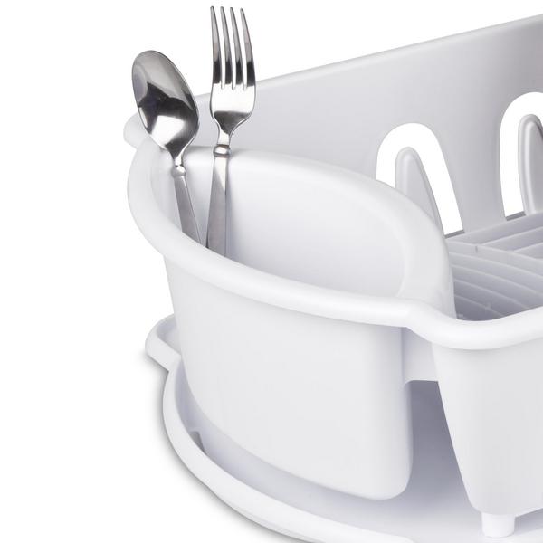 Sterilite 2-Piece Dish Drainer Sink Set, White, 21x14.75x6 Inches