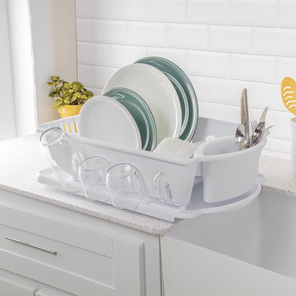 Shop Compact Kitchen Dish Rack Drainboard Set,plastic Dish Drying  Rack,kitchen Drain Rack With Lid Cover,for Kitchen Organizer Storage