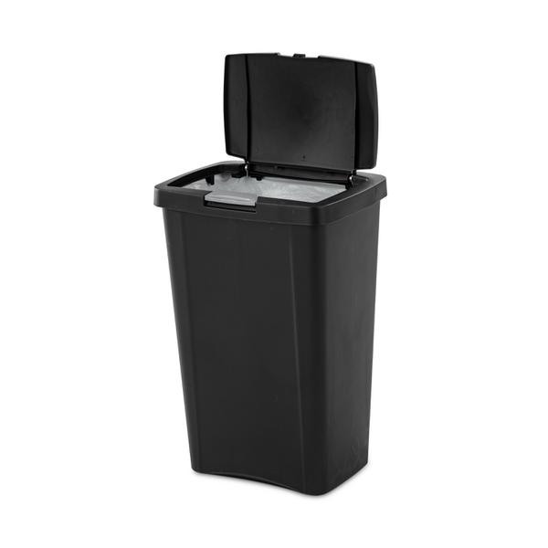 Sterilite 13 Gallon Trash Can, Plastic Swing Top Kitchen Trash Can, Black 