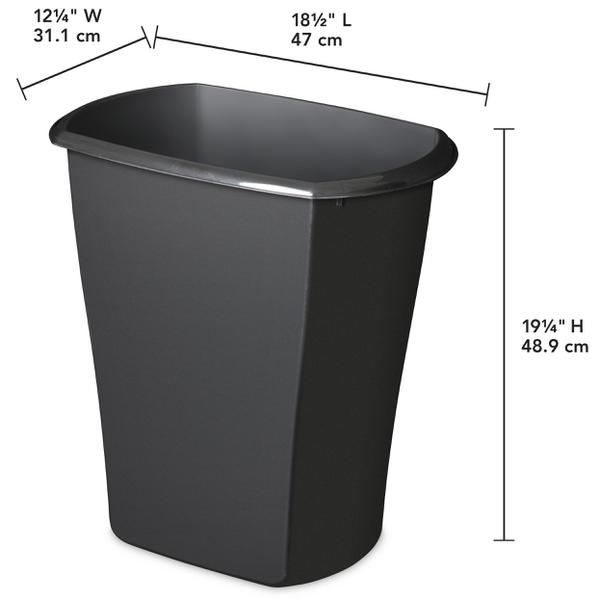Sterilite 1053 - 10 Gal. Rectangular Wastebasket Black 10539006