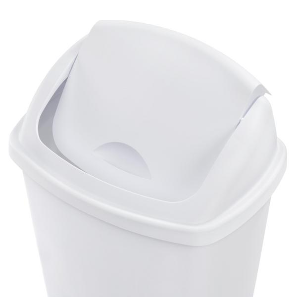 Sterilite 13 Gallon Trash Can, Plastic Swing Top Kitchen Trash Can, White