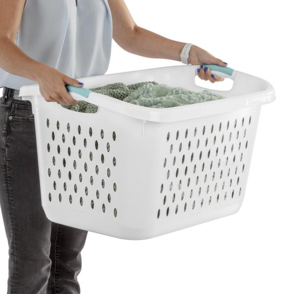 Sterilite 1203 - 2.7 Bushel Laundry Basket Aqua Chrome 12038903