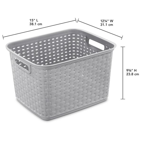 Set of 3 Medium Rectangular Wicker Basket for Organizing - Low