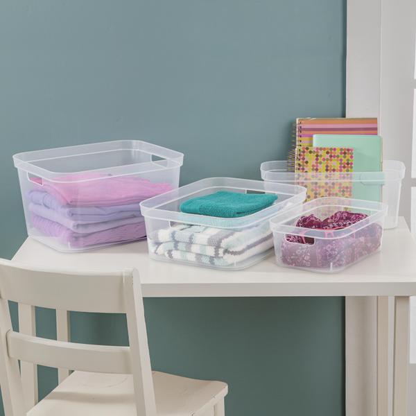 Clear Plastic Storage Box with Lid Carry Handle Small Large Tall