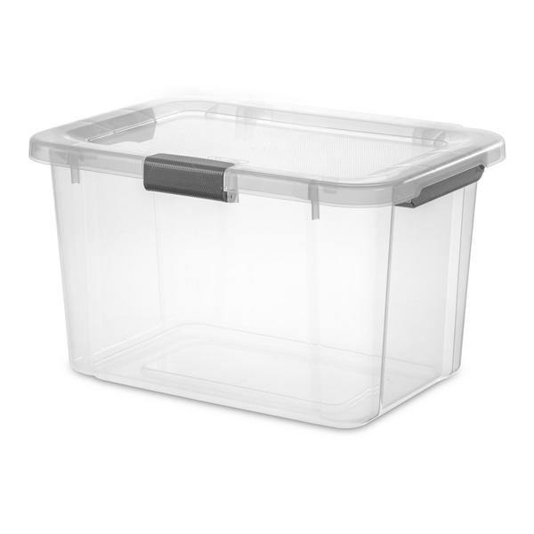 Sterilite 48 Quart Clear Storage Container Tote with Hinged Lid, (30 Pack)
