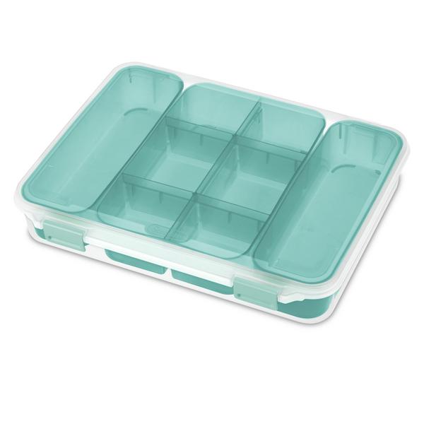 Sterilite Divided Case, Stackable Plastic Small Storage Container With  Latch Lid, Organize Crafts Small Hardware Items, Clear With Blue Trays,  12-pack : Target