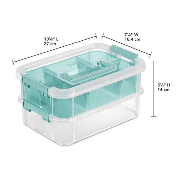 Sterilite 1412 - Stack & Carry 2 Layer Handle Box & Tray Clear 14128606