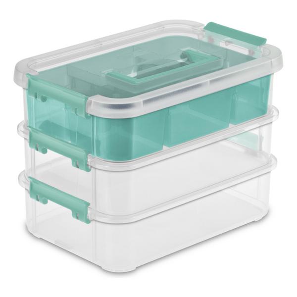 Clear Plastic Storage Box With Flap Lid, Large Multipurpose Craft