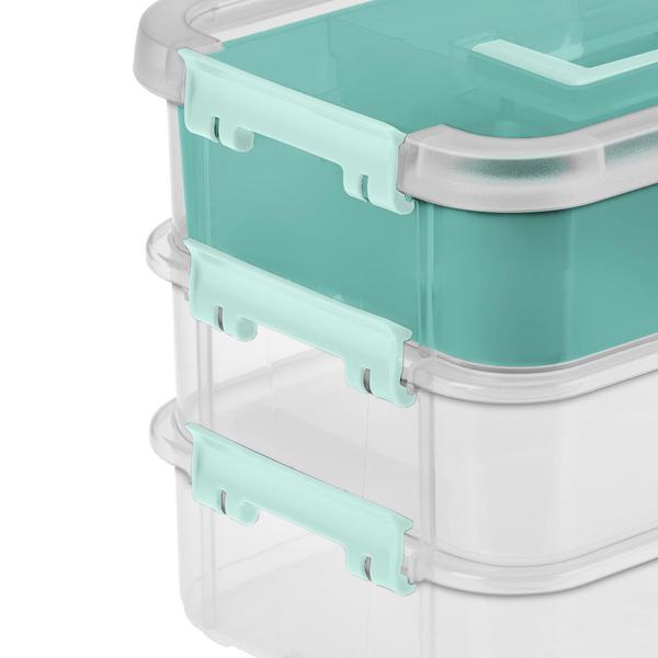 Clear Supply Craft Storage Tool Box Container Case with Removable Trays  First Aid Storage Container Box with Handle 