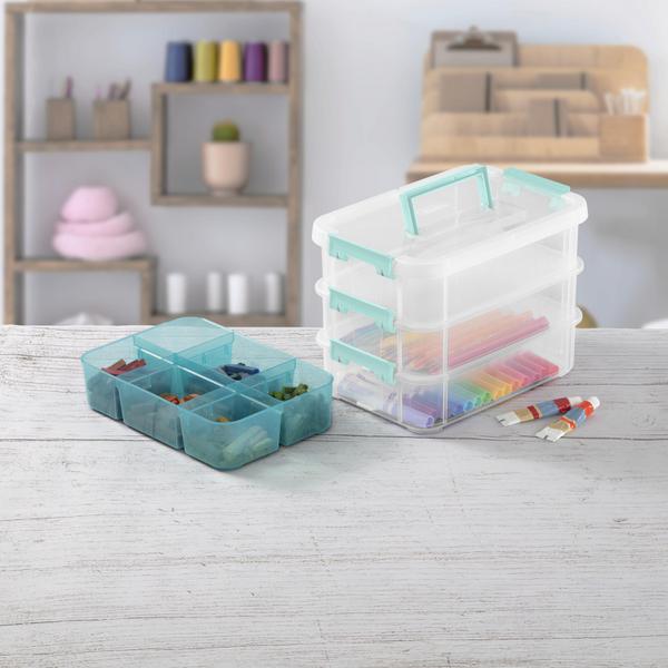 Stack & Carry Box, Clear Plastic Storage Container Stackable Home Utility  Box wi 7445031451453