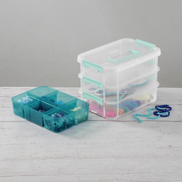 Sterilite 3-Layer Stack and Carry Organizer - Clear/Aqua, 1 ct