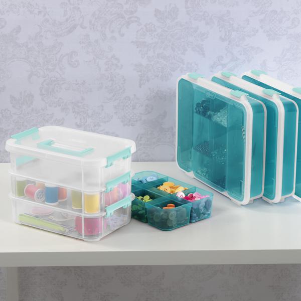 Sterilite 1413 - Stack & Carry 3 Layer Handle Box & Tray Clear