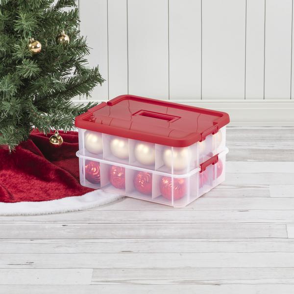 Sterilite 20 Compartment Christmas Holiday Ornament Box Storage