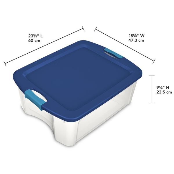 Sterilite 12 Gallon Stackable Plastic Storage Tote Container organizer Bin  with Latching Lid for Home and Garage Organization, Blue (12 Pack)
