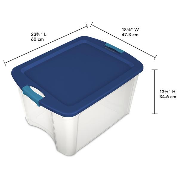 Two Large 20 Gallon Storage Boxes Clear Plastic Totes Locking Lids