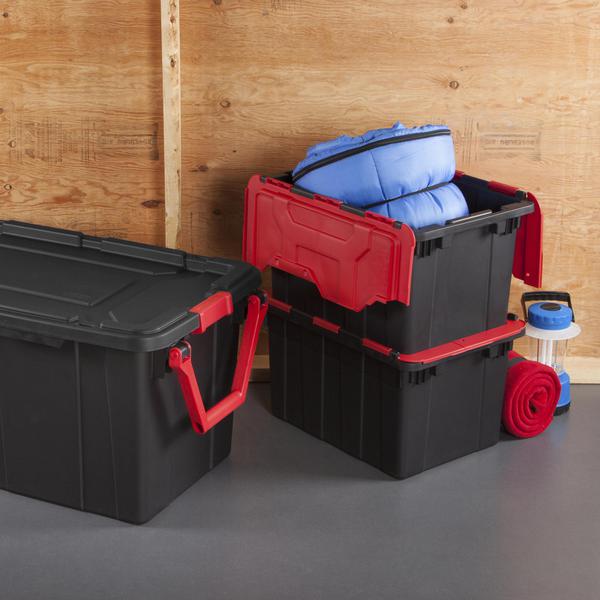 Sterilite 19 Gal Rugged Industrial Stackable Storage Tote with Lid, 12 Pack  