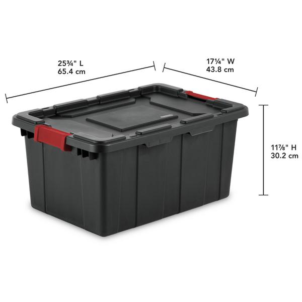 17 Gal. Tough Storage Tote in Black with Red Lid