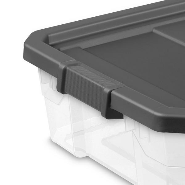 Sterilite 80 Qt. HingeLID Storage Box Plastic, Flat Gray, Set of 4