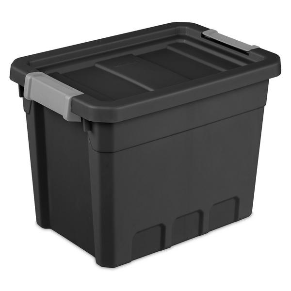Hyper Tough Large Stackable Plastic Material Storage Bin, Black