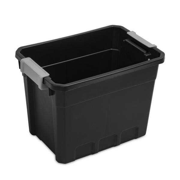  Sterilite 30 Gal Gasket Tote, Heavy Duty Stackable Storage Bin  with Latching Lid, Plastic Container to Organize Basement, Gray Base and Lid,  3-Pack