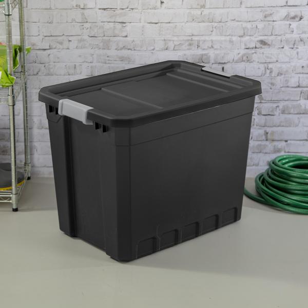 Large stackable and nesting storage bin with lid, 28L