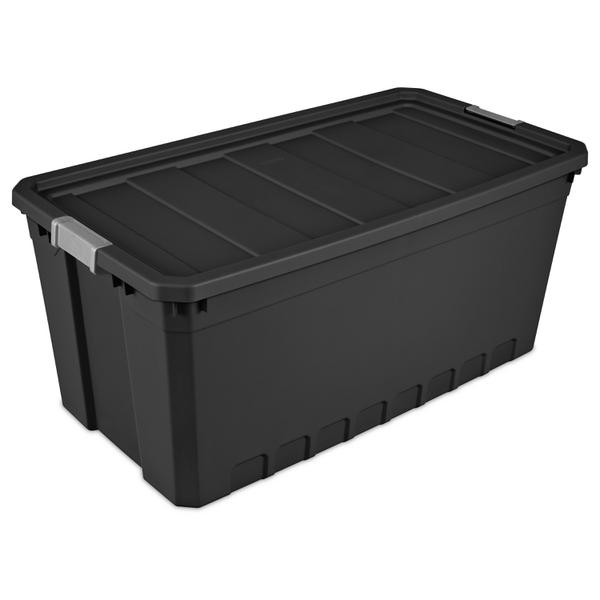 Heavy duty Container Bins Tote Storage W/ Snap Lid 40 Gallon Box Stackable  3 Pcs
