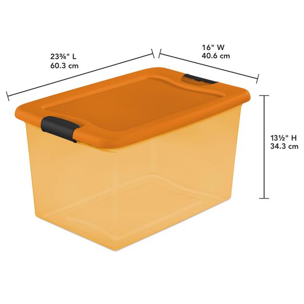 Sterilite 18 Gallon Orange Plastic Storage Container Bin Tote with Lid (8  Pack) 