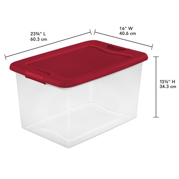64 Qt 6PACK Plastic Tote Container Stackable Storage Bin w/ Latching Lid Box  US