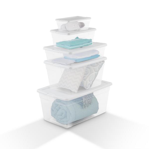 Sterilite 28 Quart Clear Stackable Under Bed Organizer Storage Container (10 Pack)