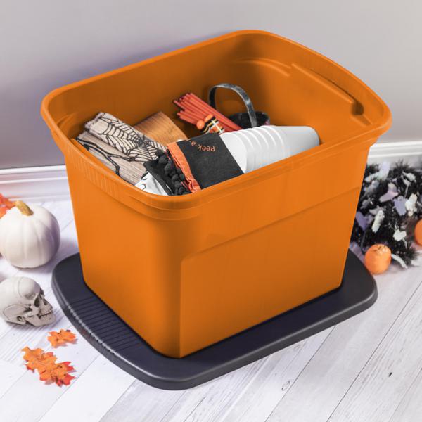 Sterilite 18 Gallon Orange Plastic Storage Container Bin Tote with Lid (24  Pack)