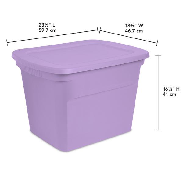 Sterilite Lidded Stackable 18 Gallon Storage Tote Container, Purple
