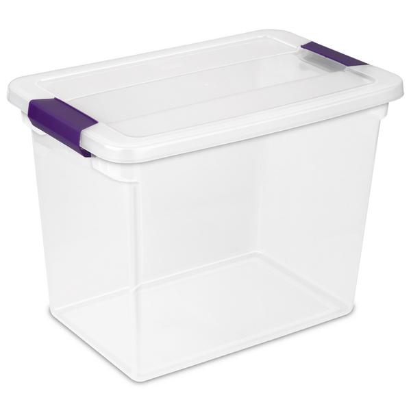 Sterilite Large Nesting ShowOffs, Stackable Small Storage Bin with Latching  Lid and Handle, Plastic Container to Organize Office Files, Clear, 6-Pack