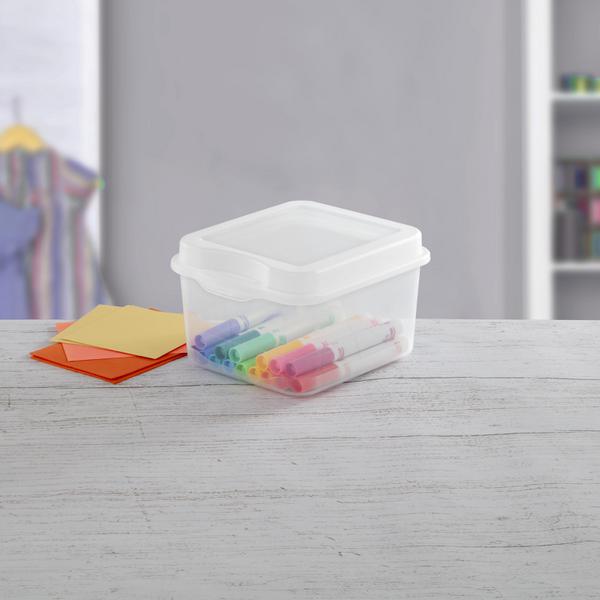iDesign Hinged-Lid Stackable Box - Clear - 13-1/2 x 5-3/4 x 7 H - L (Large)