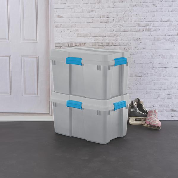 Sterilite 30gal Gasket Tote Gray with Blue Latches
