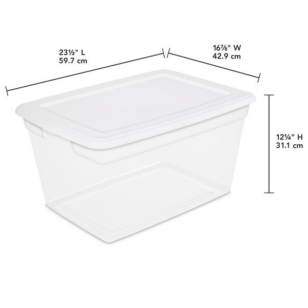 Sterilite Plastic Tote Box 58 qt Clear Stackable Container Storage with Lid Set of 8