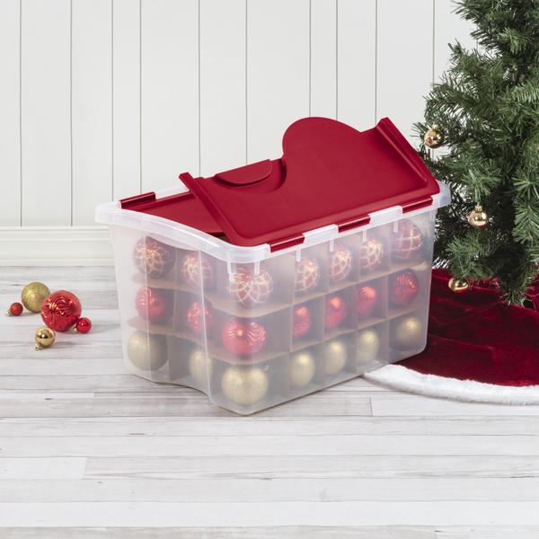 Honey Can Do Heavy Duty Holiday Ornament Storage Container 48 Count 15 H x  15 W x 15 D Red - Office Depot