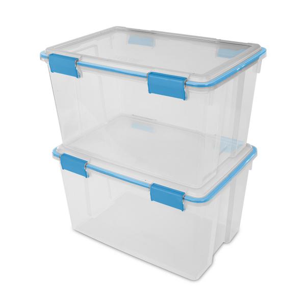 Sterilite Plastic Waterproof Storage Box With Lids Storage Containers  Features Watertight Lid To Keeps Safe From Elements, Dust And Pests, Clear